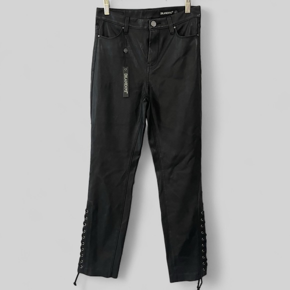 Blank NYC Womens Vegan Leather Lace Up Pants Size 27 Black - Picture 2 of 10